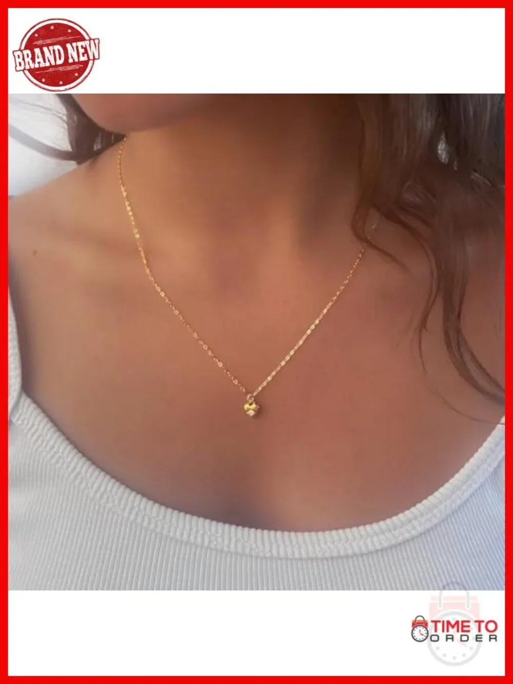 Cubic Zirconia Heart Pendant Necklace - Sterling Silver Chain, Gold Plated